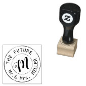 bruidegom achternaam cirkel Monogram Rubberstempel (Gestempeld)