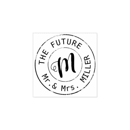bruidegom achternaam cirkel Monogram Rubberstempel (Afrduk)