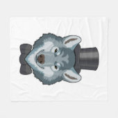 Bruidegom als wolf met strik fleece deken (Voorkant (Horizontaal))