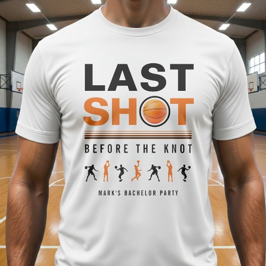 Bruidegom Basketbal Afscheid Orange & Wit T-shirt