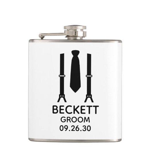 Bruidegom Black Tie Heupfles (Voorkant)