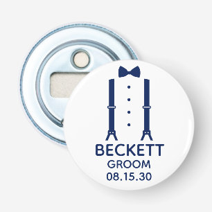 Bruidegom Blauwe Vlinderdas Button Flesopener