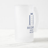 Bruidegom blauwe vlinderdas matglas bierpul (Voorkant rechts)