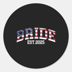 Bruidegom Bruid Geschat 2025 Vlag van de VS Net Ge Ronde Sticker