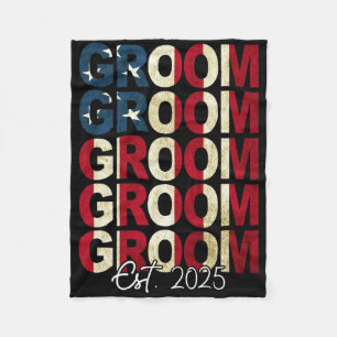 Bruidegom Bruid Geschat 2025 VS Vlag Net Getrouwd  Fleece Deken