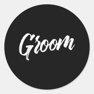 Bruidegom bruiloft _ Witte borstel Distressed teks Ronde Sticker