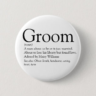 Bruidegom Definitie, Jonggezellenfeest, Trouwen Ronde Button 5,7 Cm