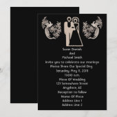 bruidegom duiven zwart bruiloft uitnodigen kaart (Voorkant / Achterkant)