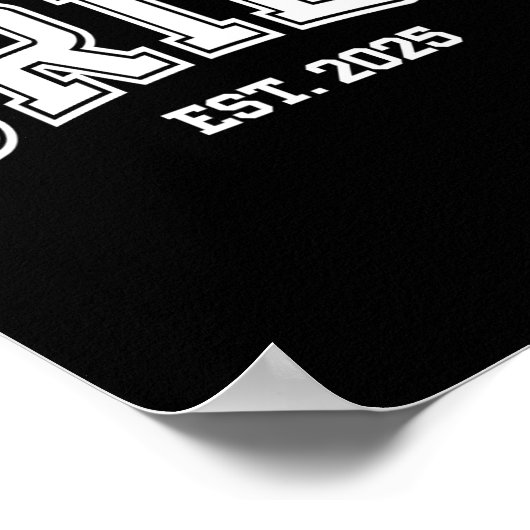 Bruidegom Est. 2025 Retro Just Getrouwde Koppels W Poster (Hoek)