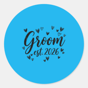 Bruidegom Est 2026 Huwelijk Nieuwgetrouwde Bruid B Ronde Sticker