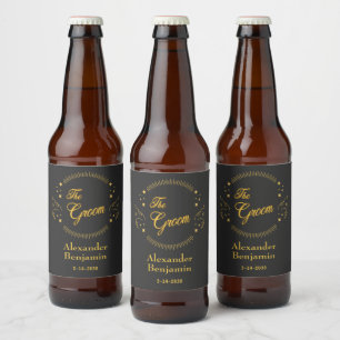 Bruidegom Goud Trouw Elegant Aanpassen Bier Etiket