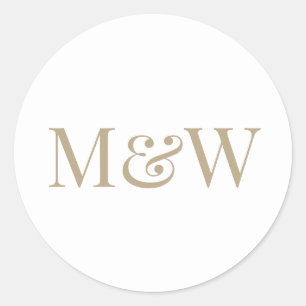 bruidegom gouden Initialen wit Ronde Sticker