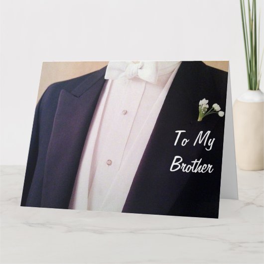 BRUIDEGOM IN ZIJN TUX-BROER OP JE TROUWDAG KAART (Voorkant)
