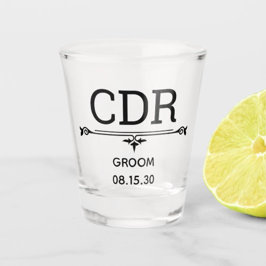Bruidegom Initiaal Shot Glas (Voorkant)