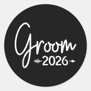 Bruidegom is 2026 getrouwd trouwfeest bruidsfeest ronde sticker
