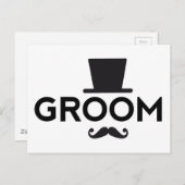 Bruidegom met pet en snor, tekstontwerp voor woord briefkaart (Voorkant / Achterkant)