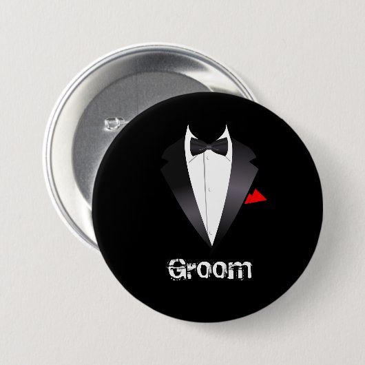Bruidegom met Tuxedo Shirt Ronde Button 7,6 Cm (Voorkant /achterkant)