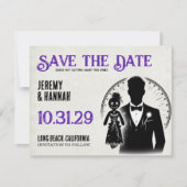 bruidegom met Voodoo Doll Bride Save The Date (Voorkant)