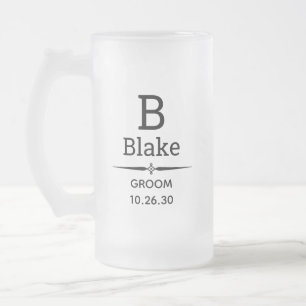 Bruidegom Monogram Geslepen Glas Bierpul Matglas Bierpul
