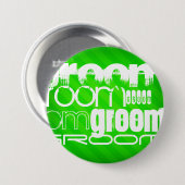 Bruidegom; Neon Green Stripes Ronde Button 7,6 Cm (Voorkant /achterkant)