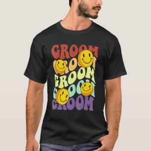 bruidegom retro glimlach gezicht huwelijksfeest vr t-shirt