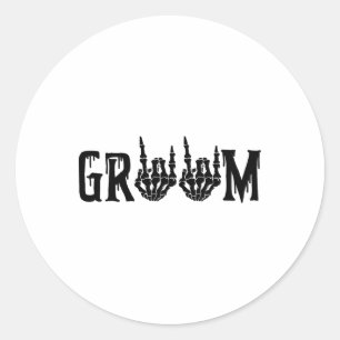 Bruidegom Skelet Hand Bruid Halloween Bruiloft Bac Ronde Sticker