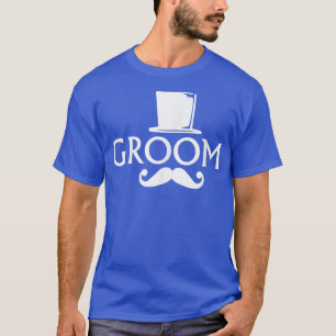 Bruidegom Snor En Hoed Huwelijk Bachelorfeest T-shirt