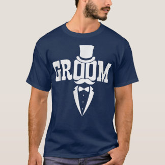 Bruidegom Snor Hoed Trouwen Verlovingsfeest Echtge T-shirt