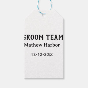 Bruidegom team getuige naam datum vrijgezellenfees cadeaulabel