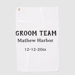 Bruidegom team getuige naam datum vrijgezellenfees golfhanddoek