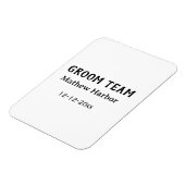 Bruidegom team getuige naam datum vrijgezellenfees magneet (Linkerzijde)
