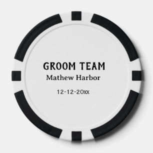 Bruidegom team getuige naam datum vrijgezellenfees poker chips