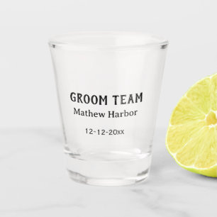 Bruidegom team getuige naam datum vrijgezellenfees shot glas