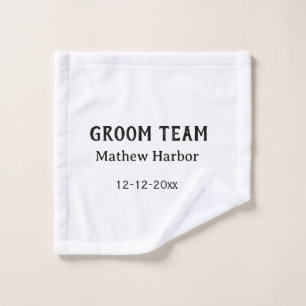 Bruidegom team getuige naam datum vrijgezellenfees washandje