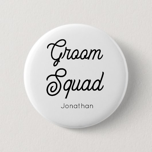 Bruidegom Team Zwart Wit Knoop Ronde Button 5,7 Cm (Voorkant)