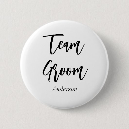 Bruidegom Team Zwart Witte Trouwknoop Ronde Button 5,7 Cm (Voorkant)
