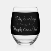 Bruidegom tot bruid Monogram Zwart Zilveren Ringen Wijnglas Zonder Voet (Achterkant)