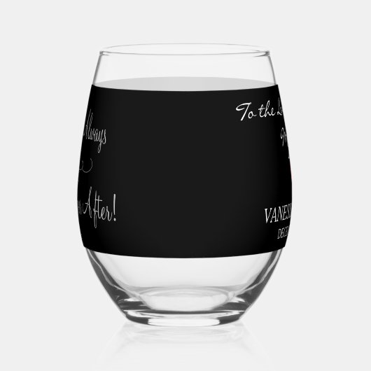 Bruidegom tot bruid Monogram Zwart Zilveren Ringen Wijnglas Zonder Voet (Rechts)