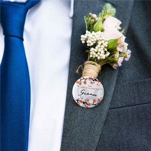 BRUIDEGOM Tropische Bloemen Swirl Chique Bruiloft Ronde Button 5,7 Cm