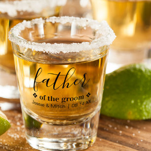 Bruidegom Vader Bewerkbaar Trouwherinnering Shot Glas