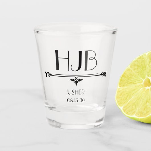 Bruidegom Voorletters Shot Glas (Voorkant)