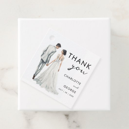 bruidegom Waterverf Illustratie bruiloft gunsten Bedankjes Labels (In situ)