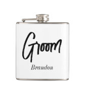 Bruidegom Zwart Witte Bruiloft Heupfles (Voorkant)