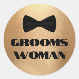 Bruidegom Zwarte boog stropdas Goud Chic bruiloft Ronde Sticker