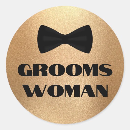 Bruidegom Zwarte boog stropdas Goud Chic bruiloft Ronde Sticker (Voorkant)