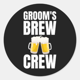 Bruidegom's Brouw Crew Grappig Bachelorfeest Bier  Ronde Sticker