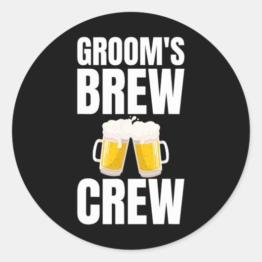 Bruidegom's Brouw Crew Grappige Bachelorfeest Bier Ronde Sticker (Voorkant)