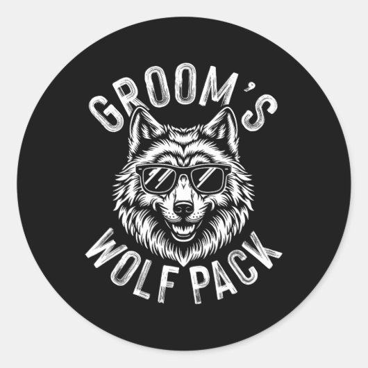 Bruidegom's Wolvenpak Jongens Bruiloft Bruidegom T Ronde Sticker (Voorkant)