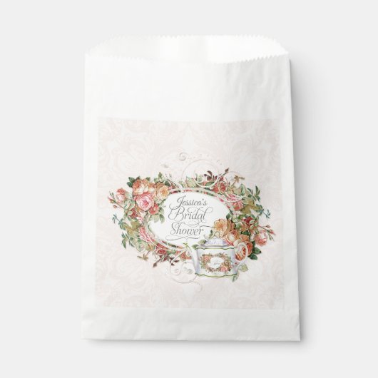 Bruiden Naam Vrijgezellenfeest Blush Rozen Tea Par Bedankzakje (Voorkant)
