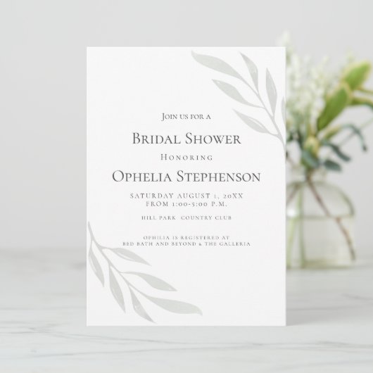 BRUIDJESBAD | Saliegroen Olijftak Waterverf Kaart (Staand voorkant)